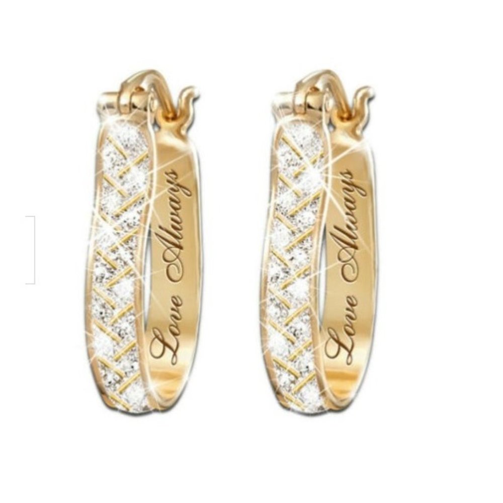18K Gold Engraved Earrings